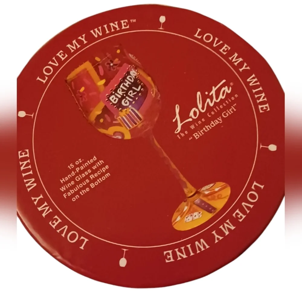 Lolita NIB!! Birthday Goddess Hand-painted Artisan Wine Glass - Picture 10 of 11